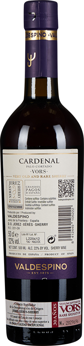 Valdespino Sherry Palo Cortado Cardenal V.O.R.S. 0,5 Liter
