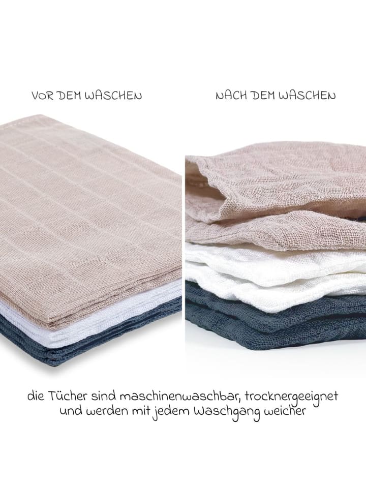 Makian Mull-Waschhandschuh 6er Pack 15 x 20 cm - Graphit / in beige,grau günstig kaufen onesize