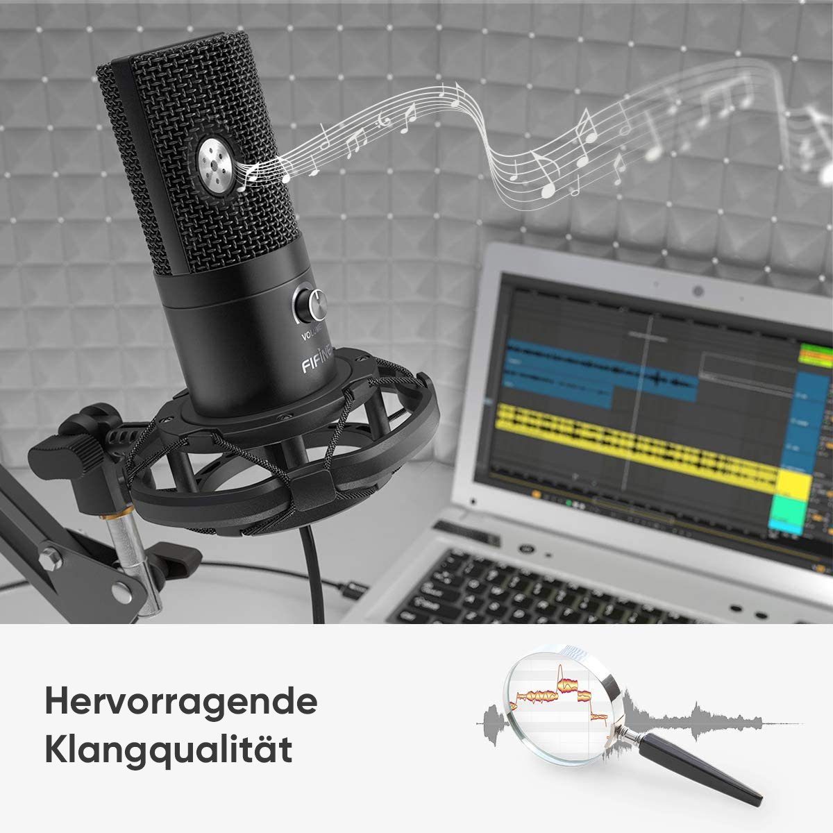 FIFINE Mikrofon USB Kondensator Mikrofon PC Streaming Studio Mikrofon