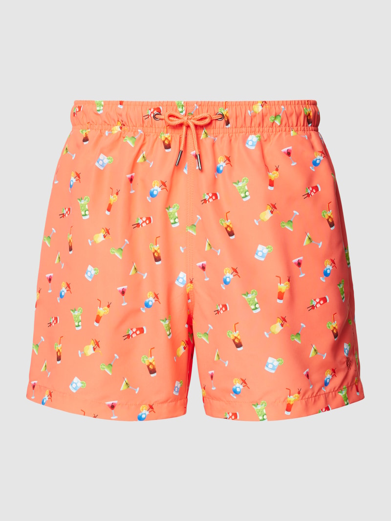 Badehose mit Allover-Muster in koralle
