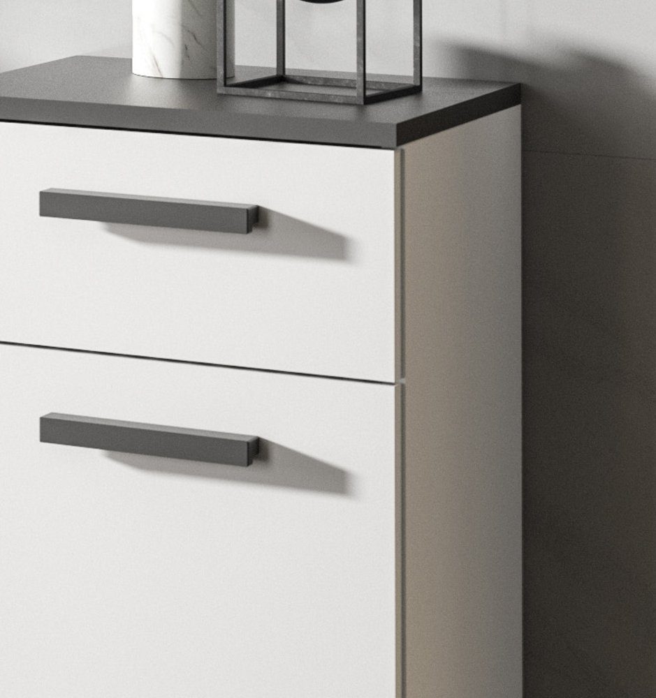 xonox.home Badkommode Rocket (Badschrank in weiß mit Anthrazit grau, 34 x 86), mit Schublade