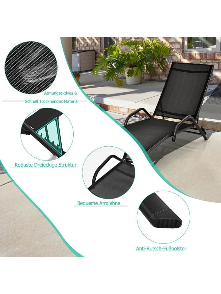 COSTWAY 2er Set Sonnenliege in Schwarz günstig kaufen onesize