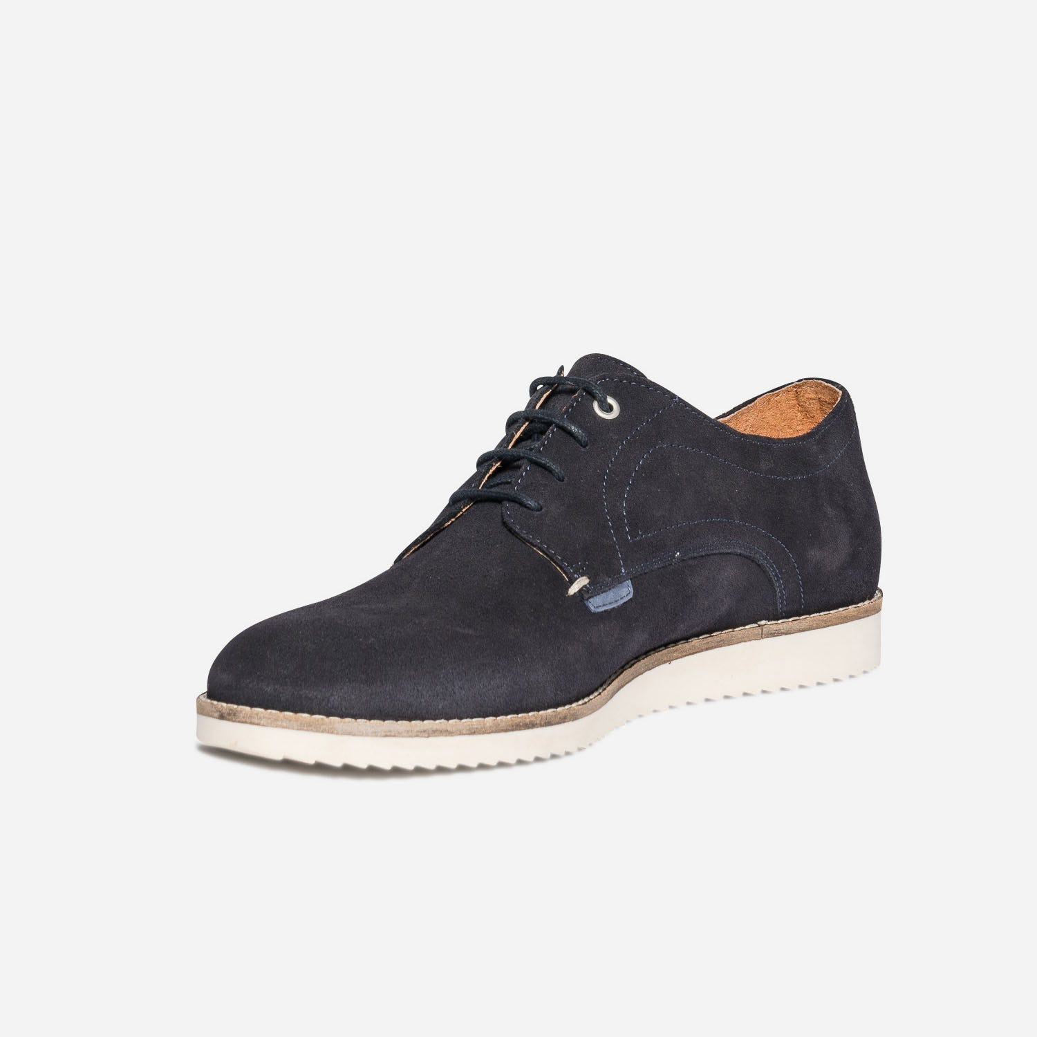 Derby confort bleu marine en cuir velours