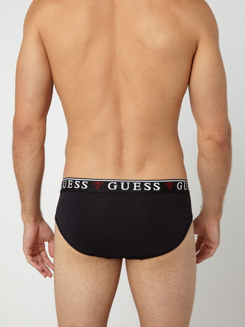 Slip mit elastischem Logo-Bund im 3er-Pack in schwarz