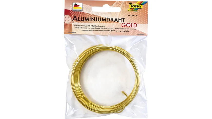 folia Aluminiumdraht gold 2mm x 5m 5 m
