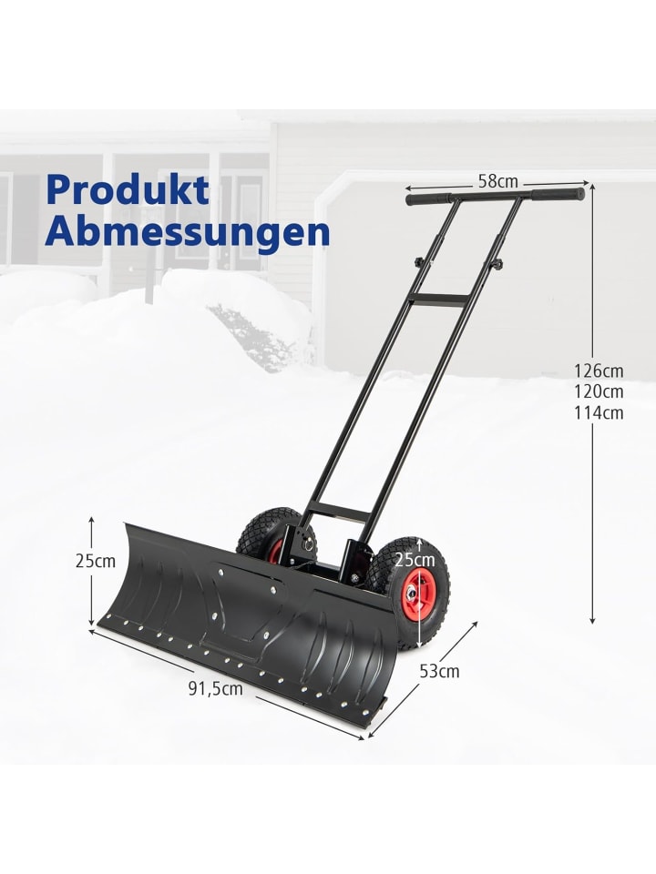 COSTWAY Schneeschaufel mit Rädern in Schwarz günstig kaufen onesize