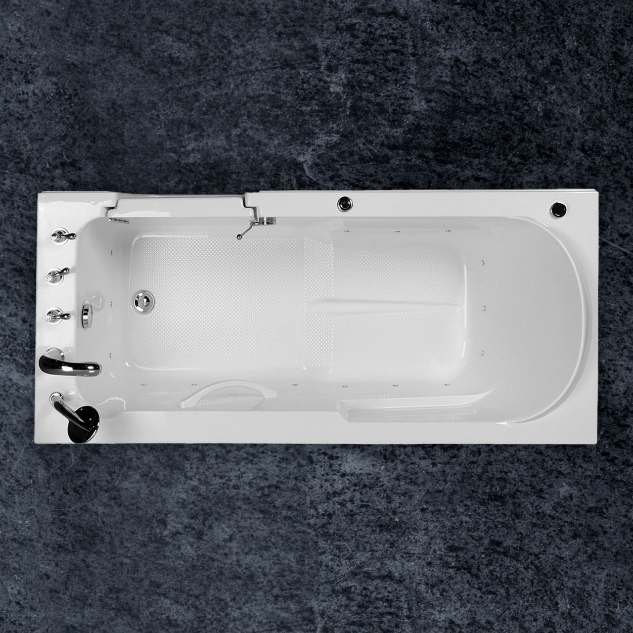 PureHaven Seniorenbadewanne 170x75 cm Sitz- und Whirlpool mit Massagedüsen integrierte Tür für leichten Einstieg pflegeleichte Oberfläche