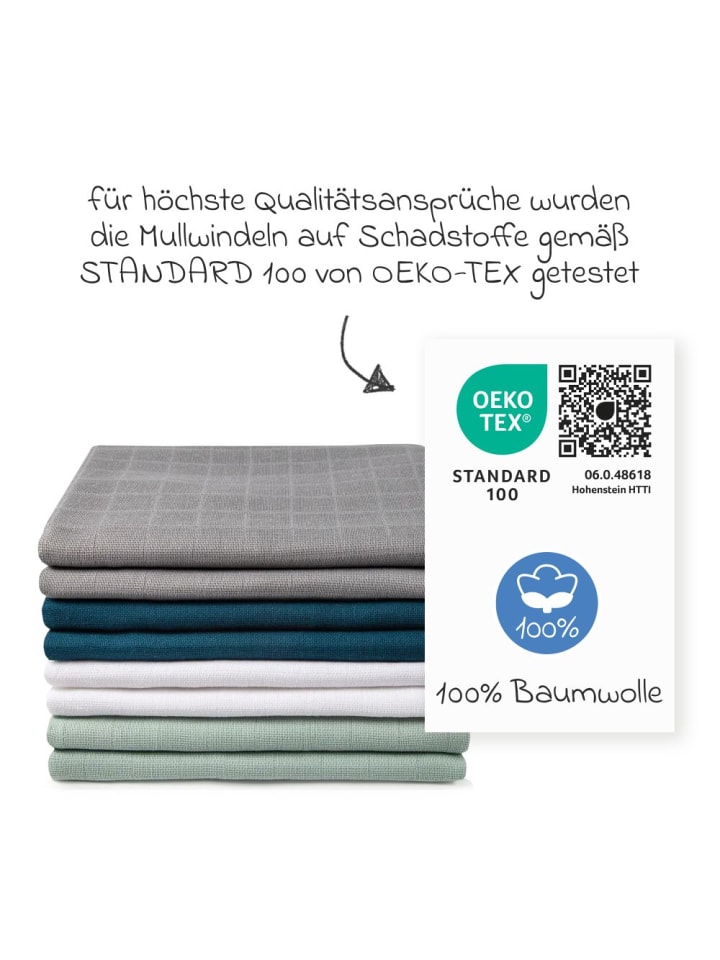 Makian Mullwindel / Mulltuch 8er Pack 80 x 80 cm - Patina in gruen,grau günstig kaufen onesize