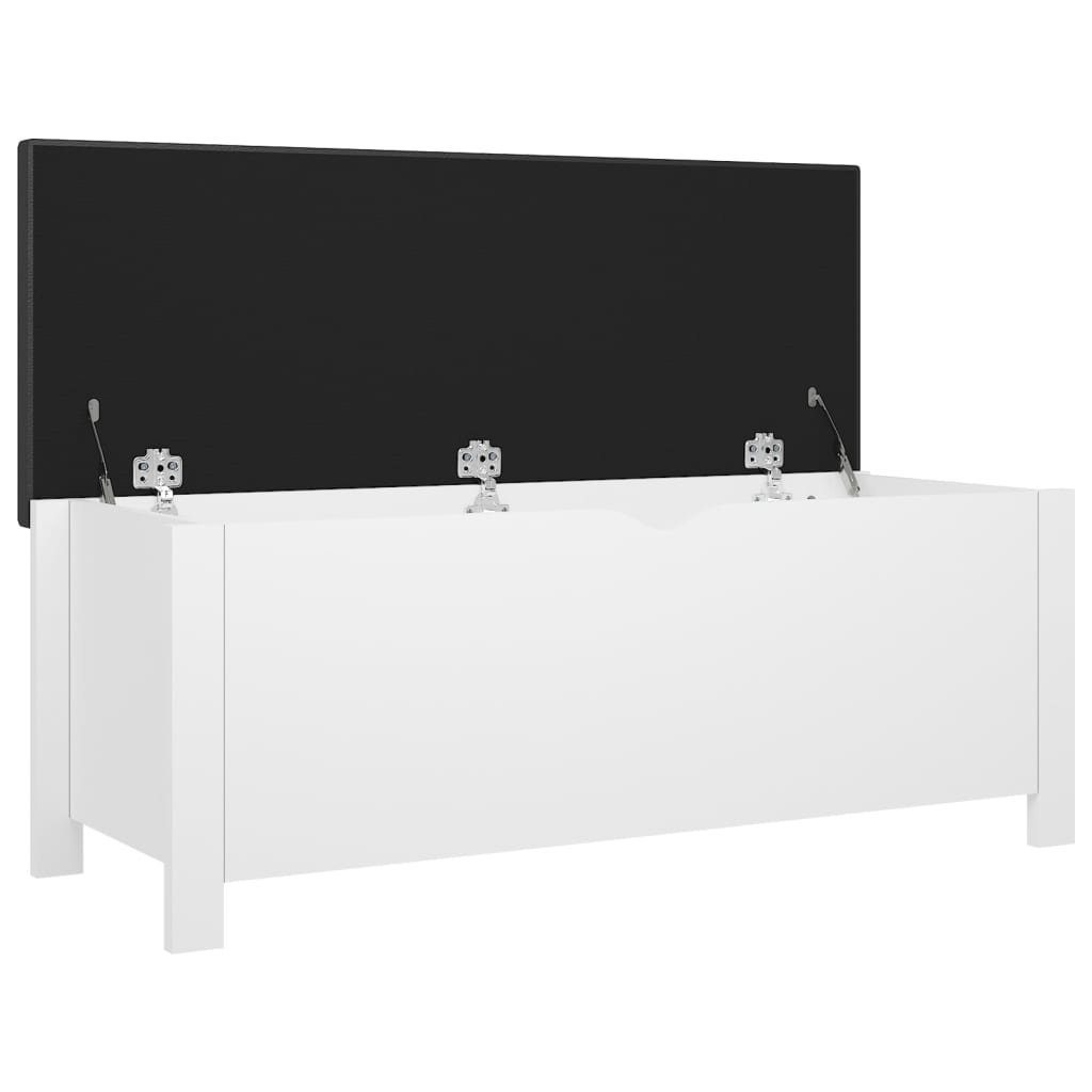 vidaXL Aufbewahrungsbox Sitzbank mit Stauraum und Kissen Weiß 105x40x45cm Holzwerkstoff (1 St)