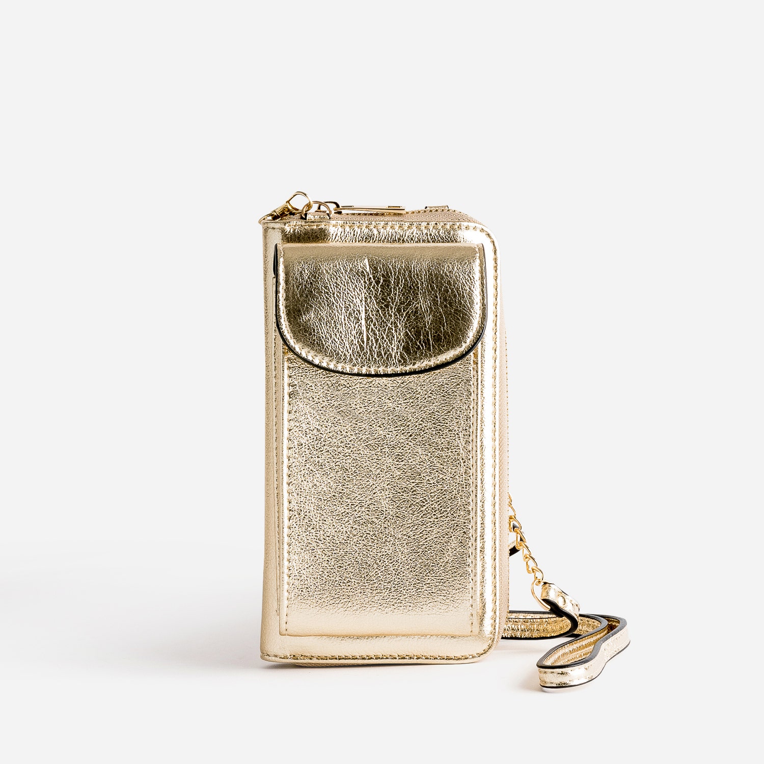 Portefeuille-sac à portable TEXTO doré métallisé