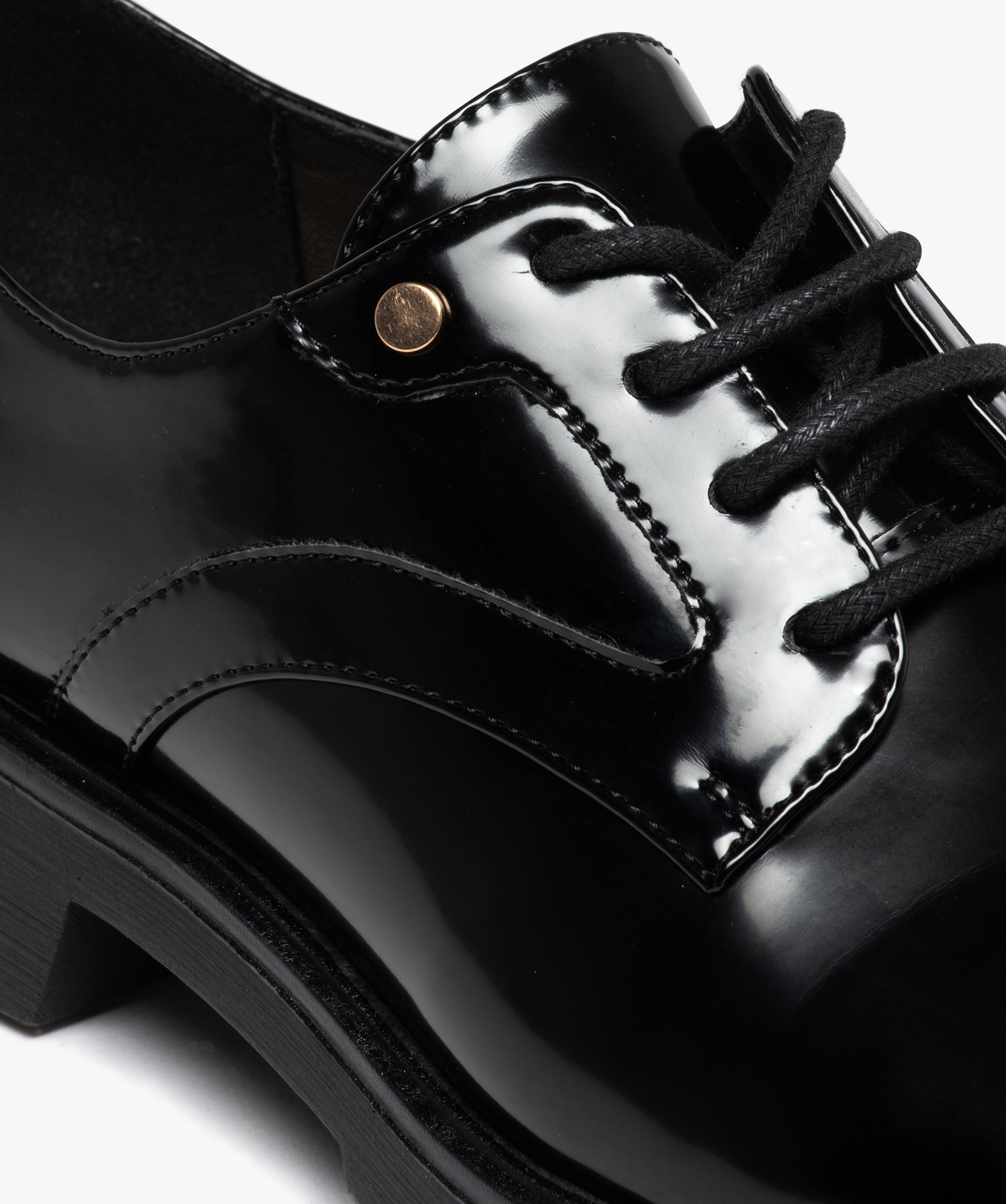 Derbies femmes unis dessus vernis classique noir | GEMO