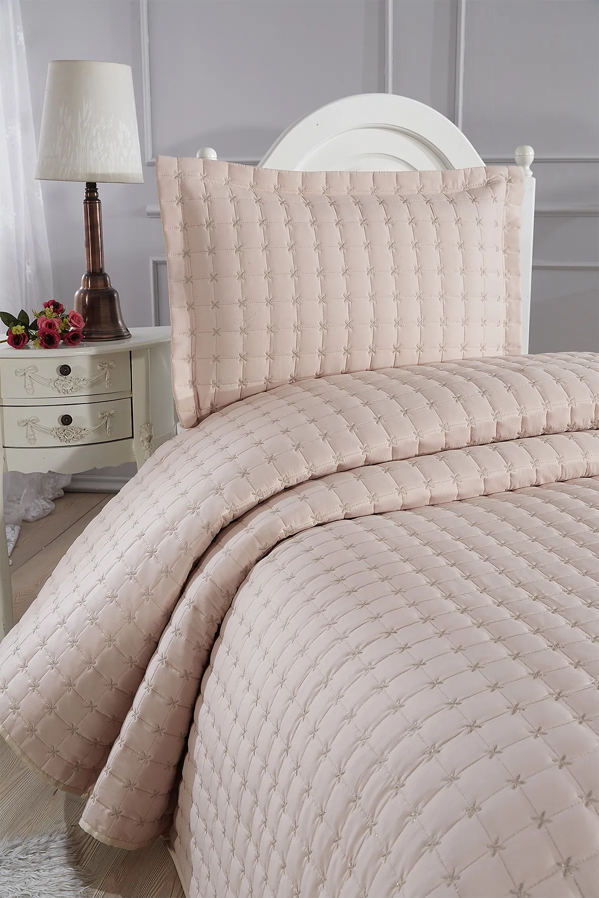 Çeyiz Diyarı  Gesteppte Tagesdecke „Star“ für Einzelbett, Cappucino