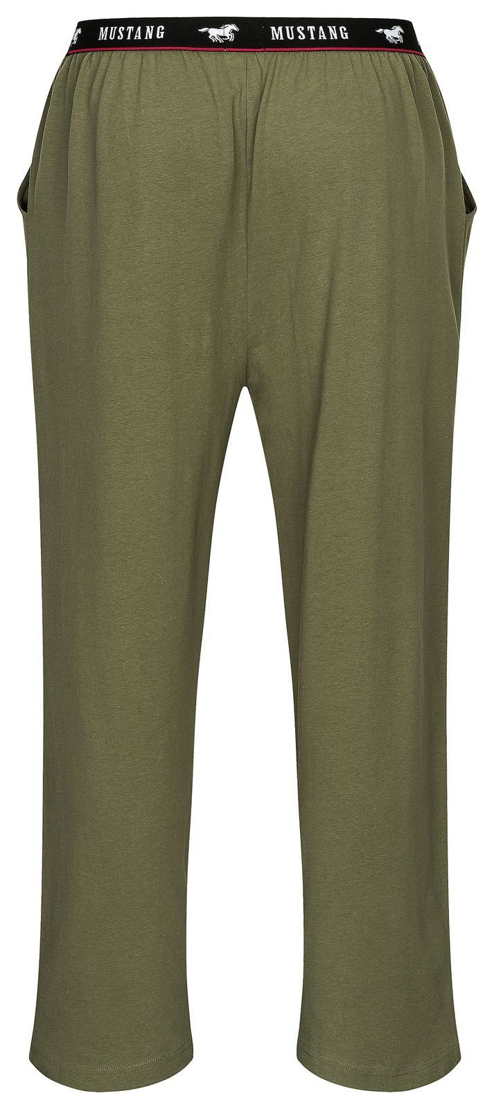 MUSTANG Loungepants Long Pants Lounge Hose Trousers Freizeithose roter Kontraststreifen und Mustangbranding