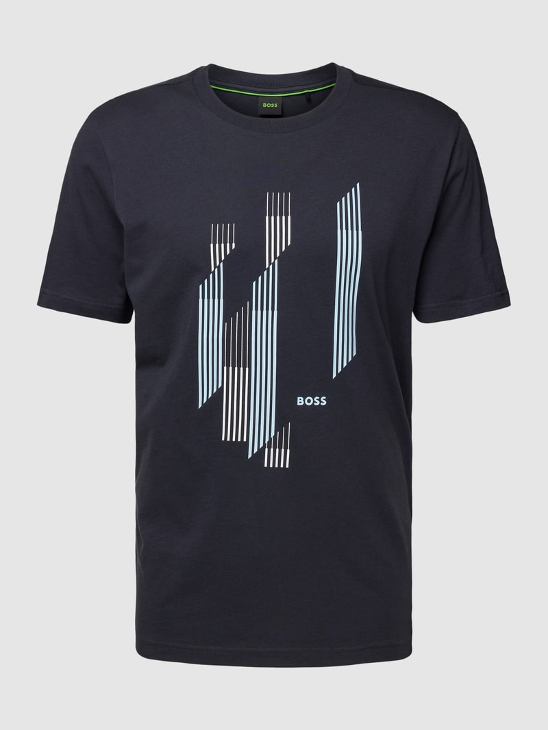 T-Shirt aus Baumwolle mit Label-Detail in dunkelblau