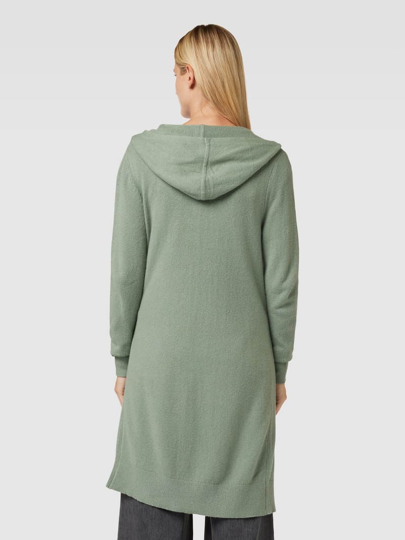 Longcardigan mit Kapuze in hellgrün