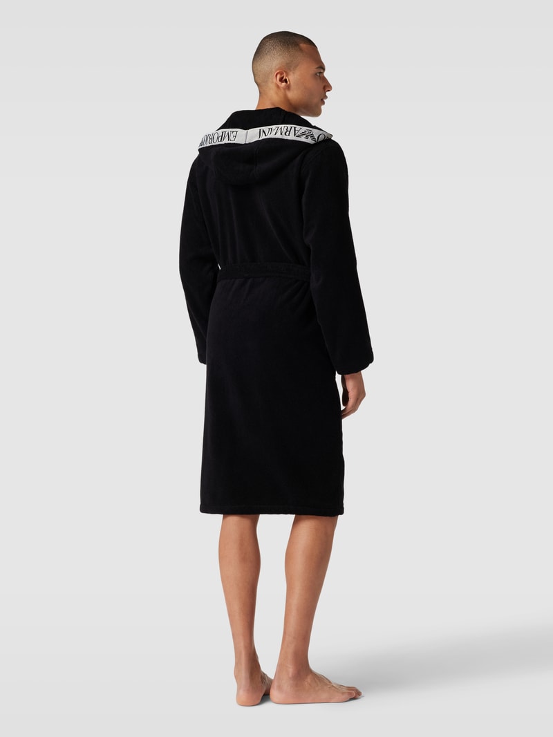 Bademantel mit Label-Print in schwarz