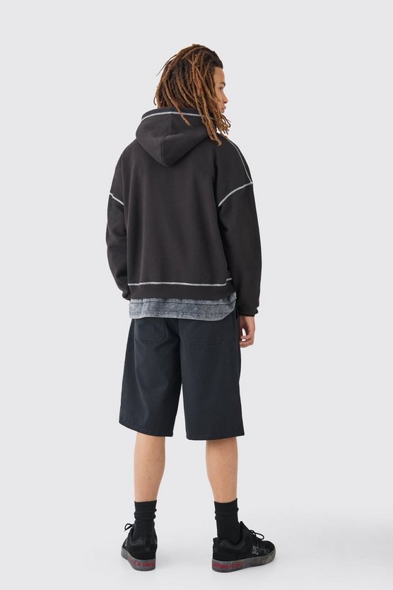 Twill Jorts mit Komfort-Bund und Gürtel
