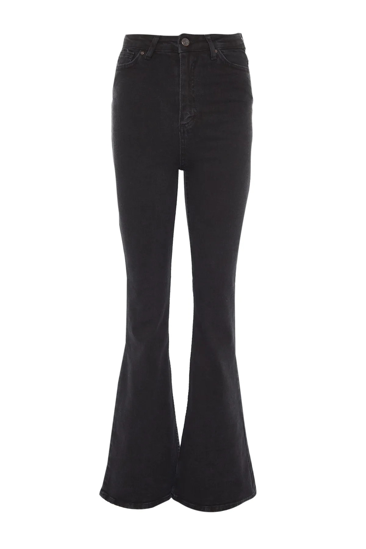 Trendyol Collection  Schwarze Schlagjeans mit hoher Taille TWOSS21JE0246