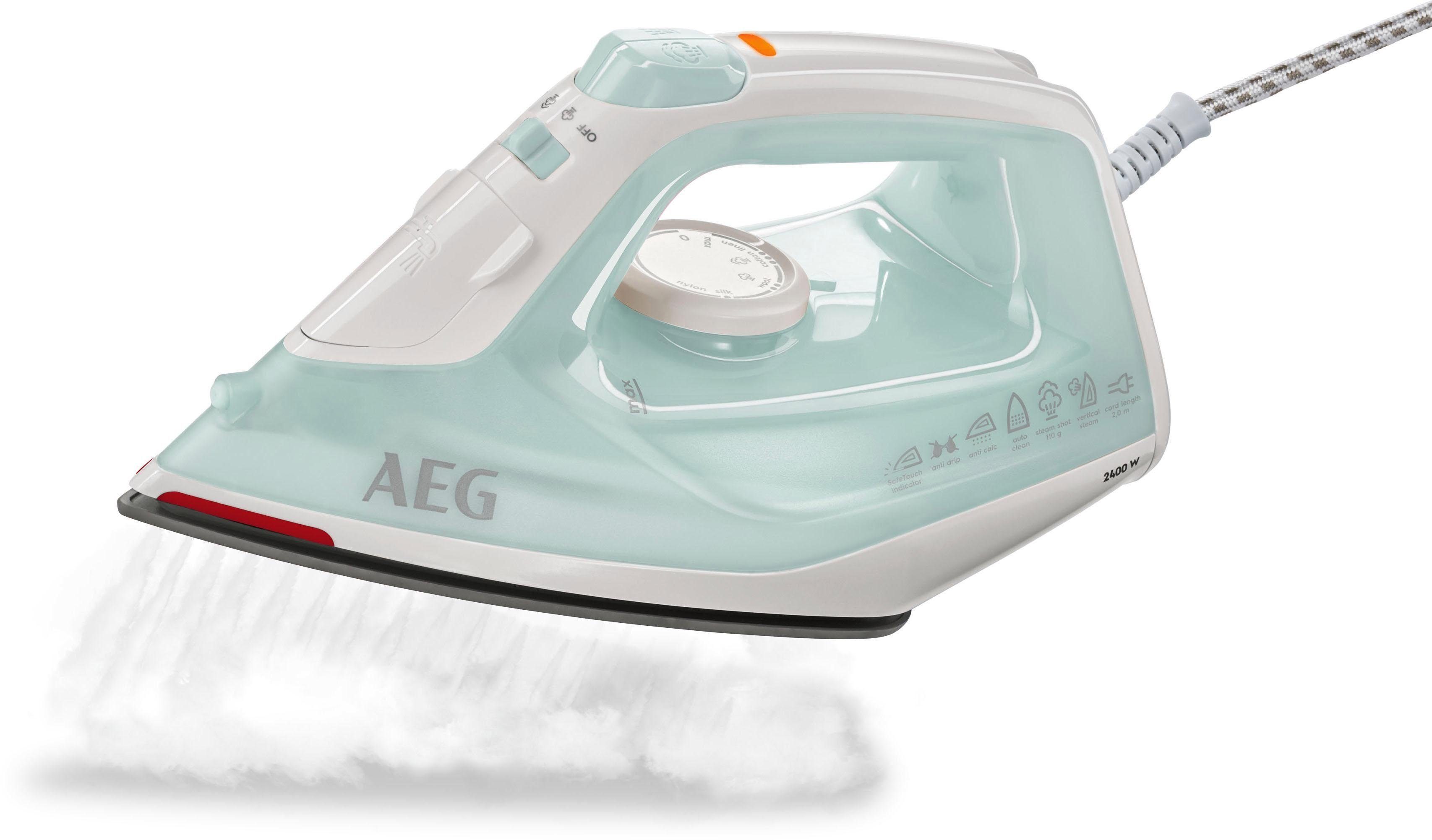 AEG Dampfbügeleisen EasyLine DB 1740LG, 2400 W, Filtration mit Anti-Kalk-Patrone, Restwärmeanzeige, 110 g Dampfstoss