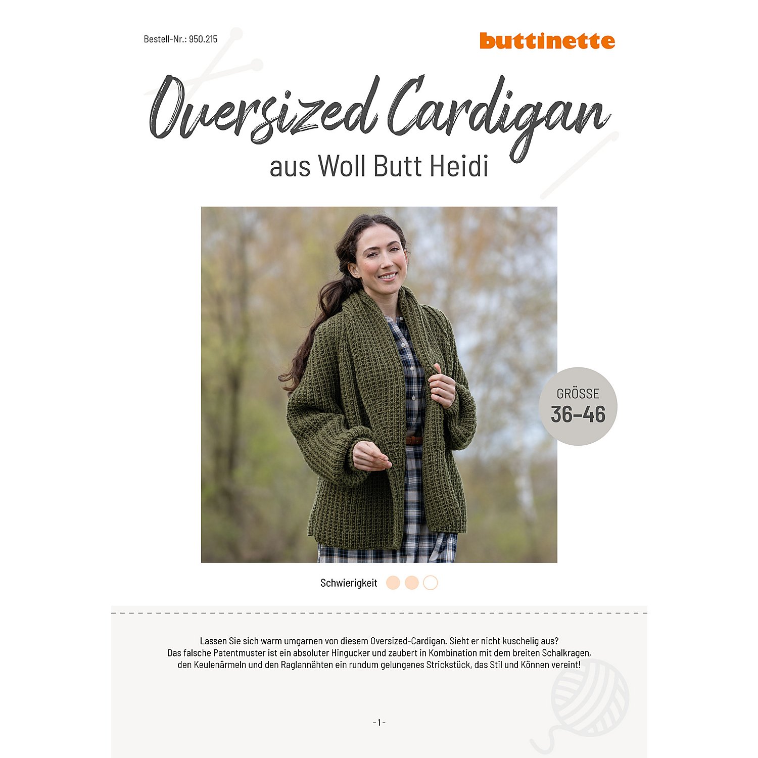 Strickanleitung – Oversized Cardigan aus Woll Butt Heidi