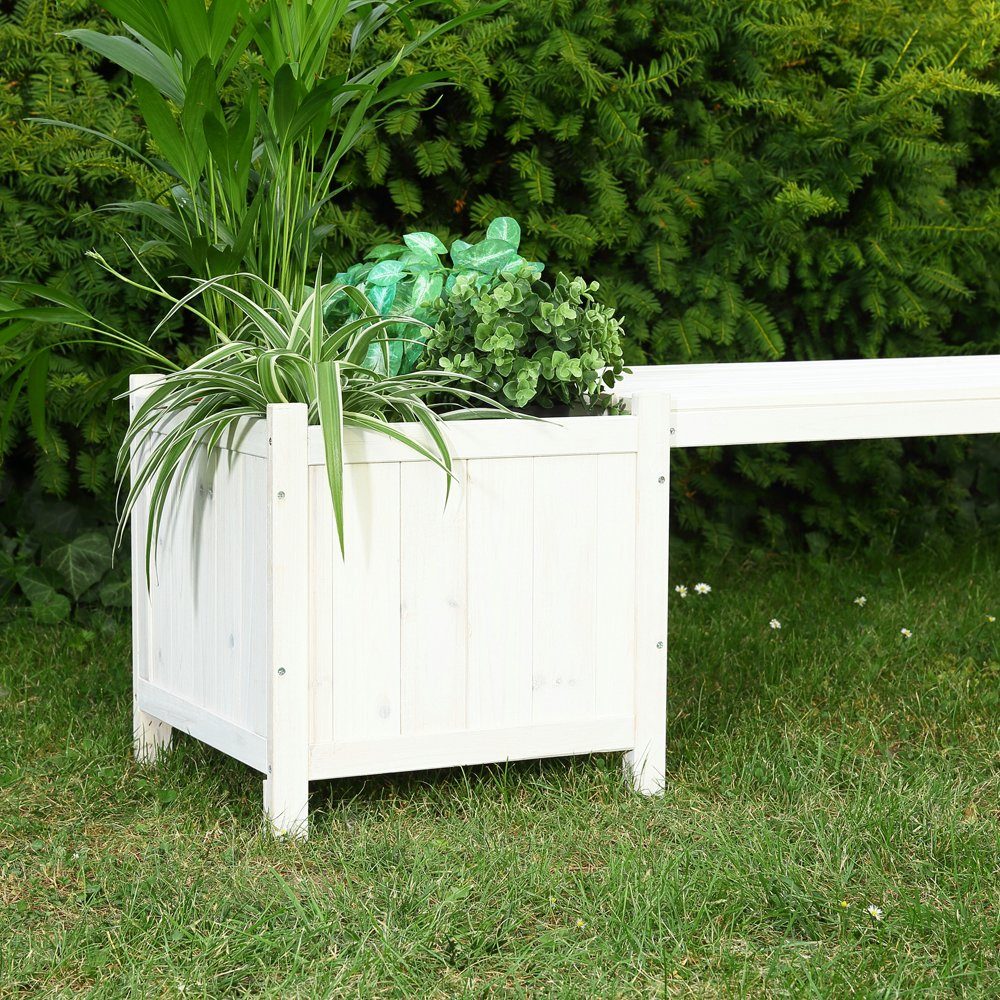 Mucola Gartenbank Gartenbank mit 2 Blumenkästen Garten Bank 2in1 Blumenkasten Holzbank, Imprägniert