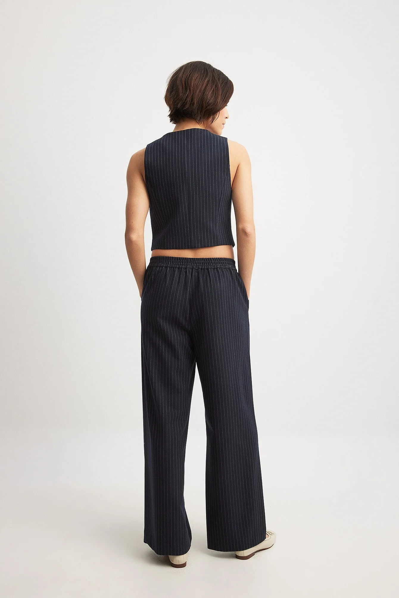 Elastic Mid Waist Pants