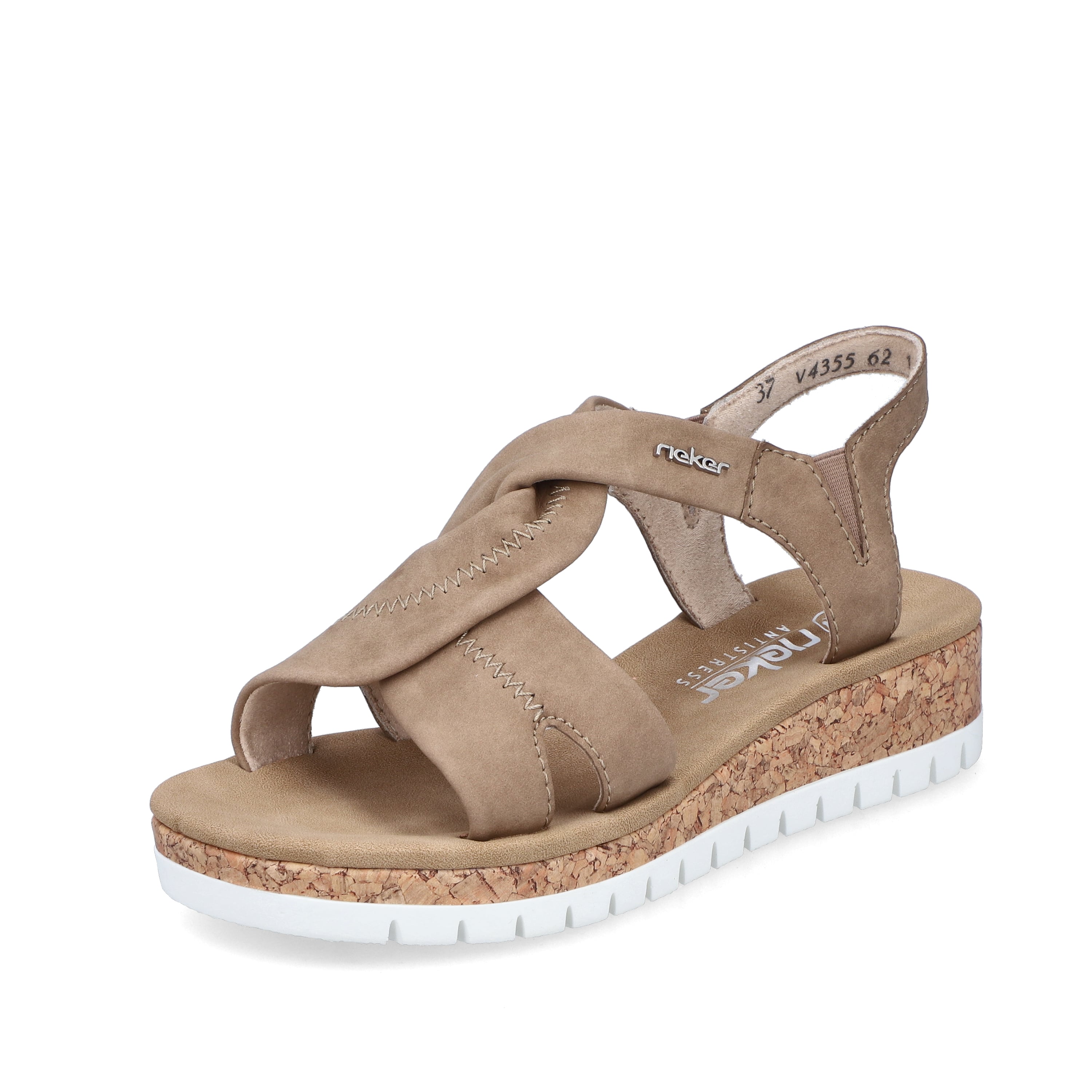 Rieker Damen Keilsandaletten braun-beige