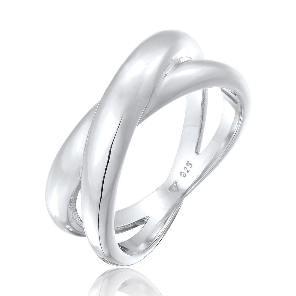 Elli Elli Bague Femmes enroulement forme de X croix tendance en argent sterling 925 Bague