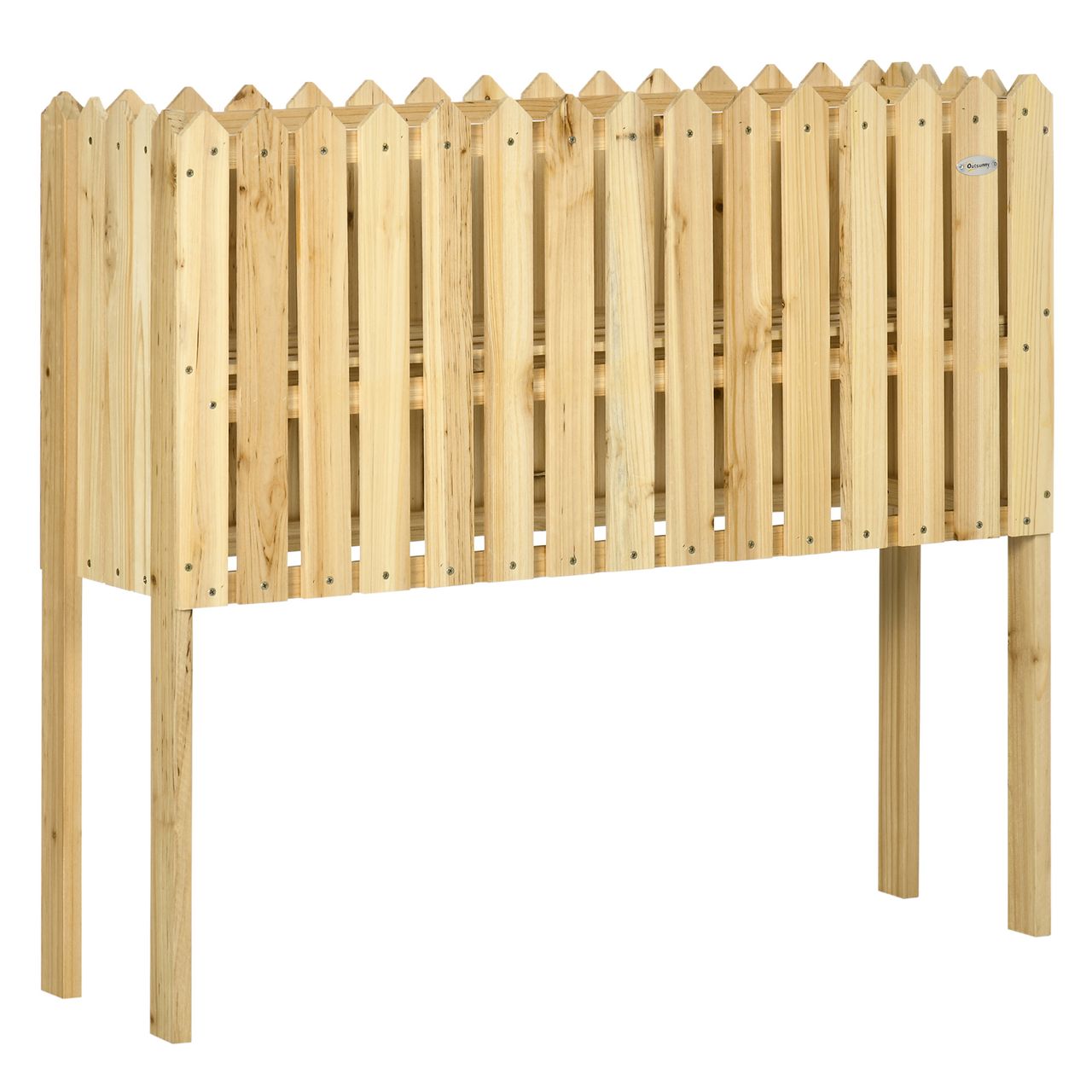 Outsunny Gartenzaun, 2-in-1 Holzzaun mit Blumentopfständer