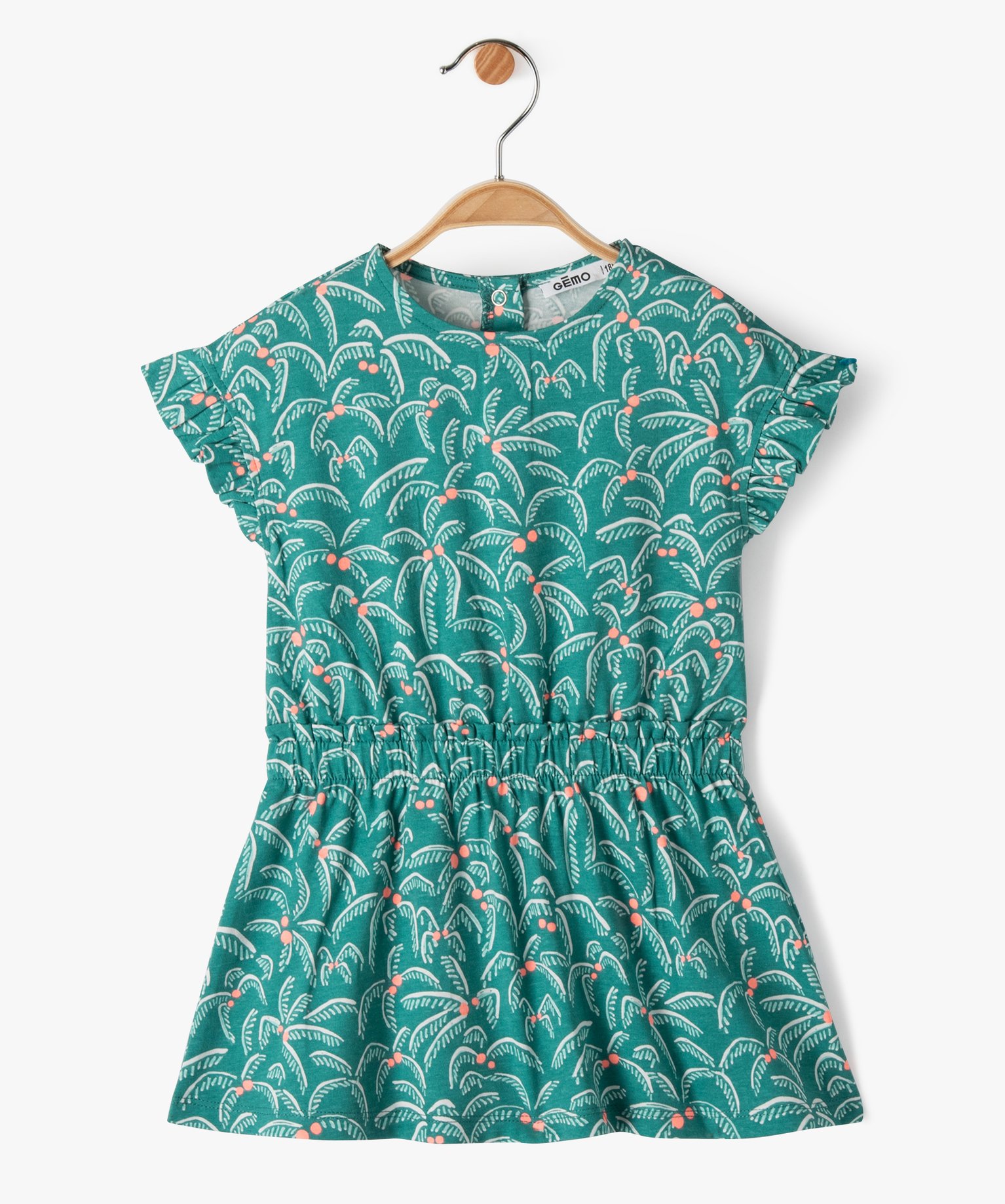 Robe bébé fille effet 2 en 1 avec motifs palmiers vert | GEMO