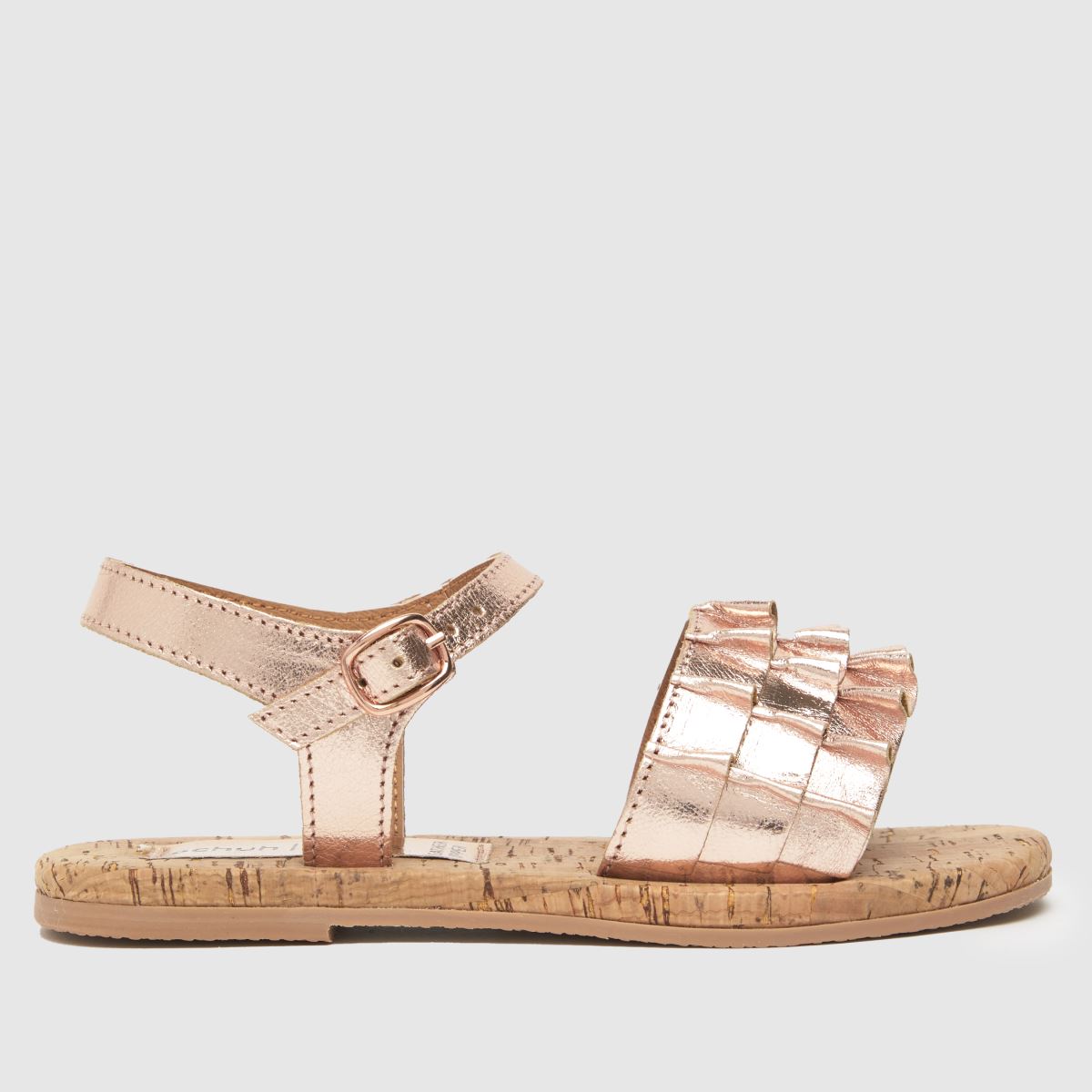 Schuh bronsfärgade toffee-räsiga sandaler för flickor