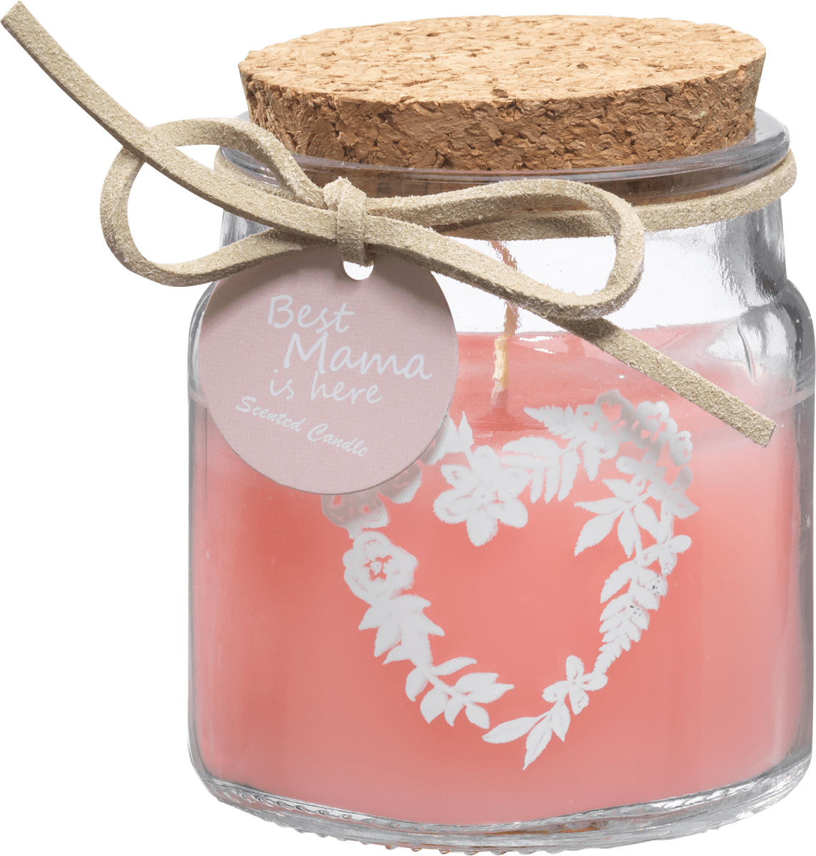 Kerzenglas gefüllt mit Korkdeckel, rosa, 1 St