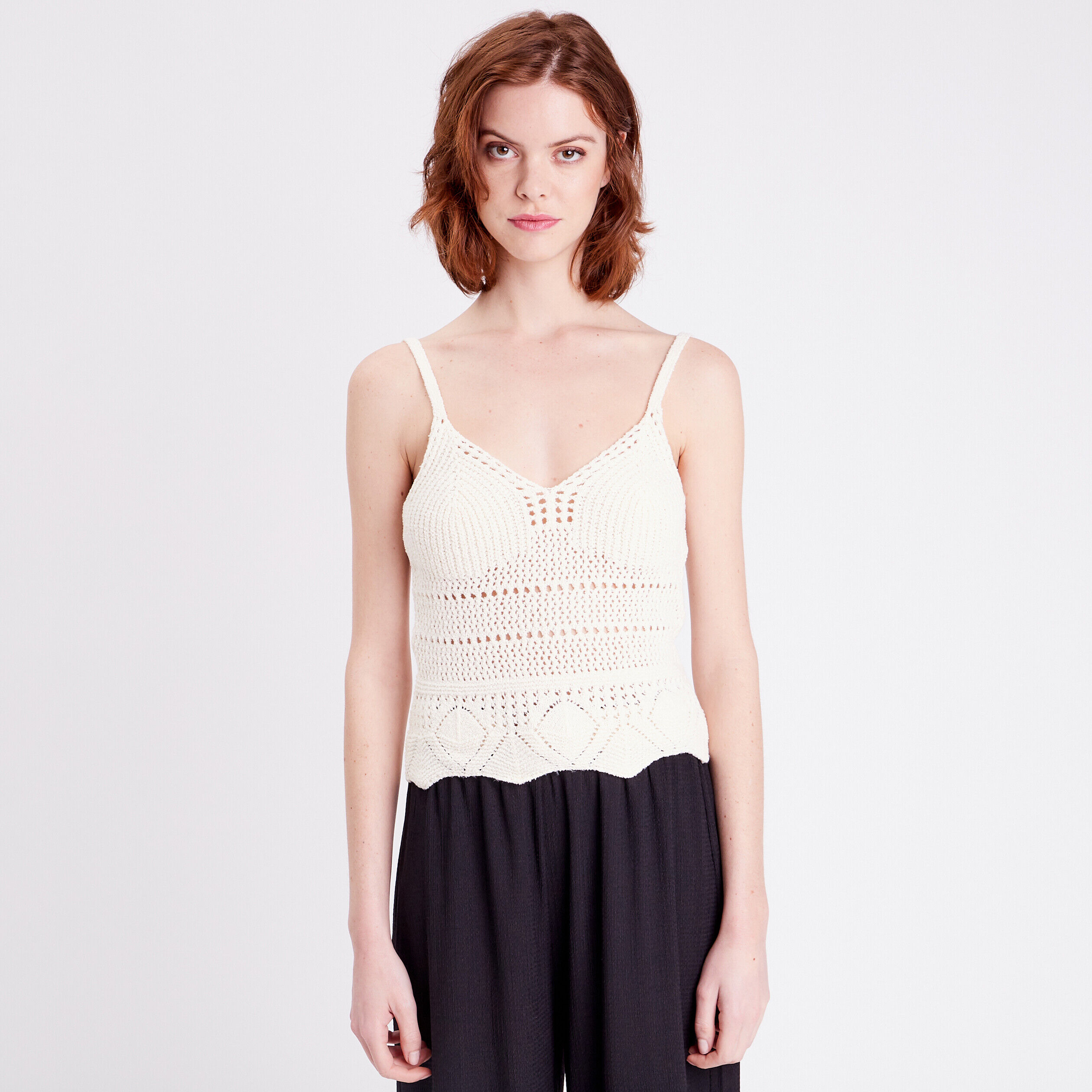Pull débardeur crochet ecru femme | Cache Cache