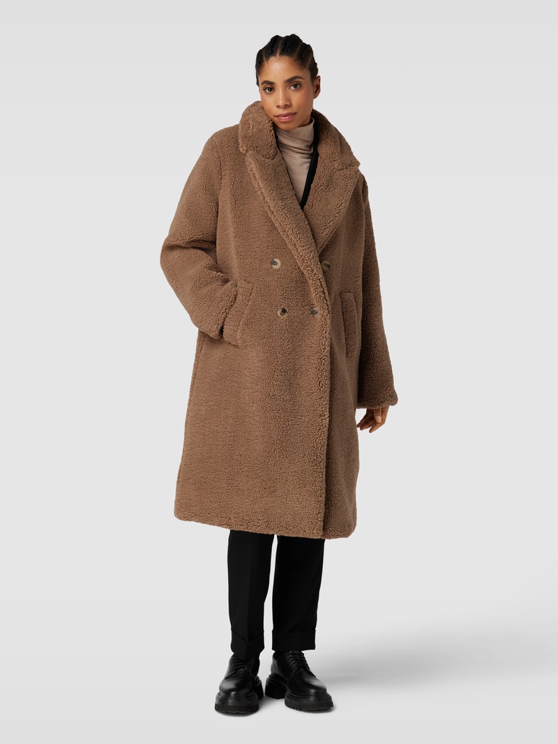 Mantel aus Teddyfell Modell 'LYDIA' in mittelbraun