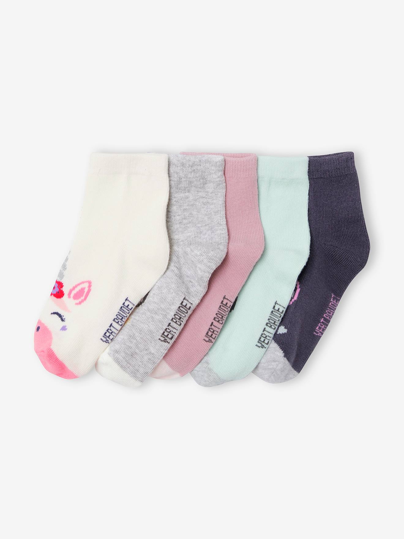Lot de 5 paires de mi-chaussettes licornes lot ivoire