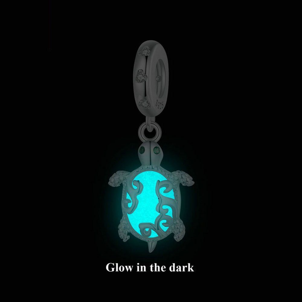 POCHUMIDUU Bead 925 Sterling Silber Leuchtstein Schildkröte diy Anhänger Zubehör (1-tlg., Perlen für Armbänder und Halsketten), Geschenke für liebe Menschen