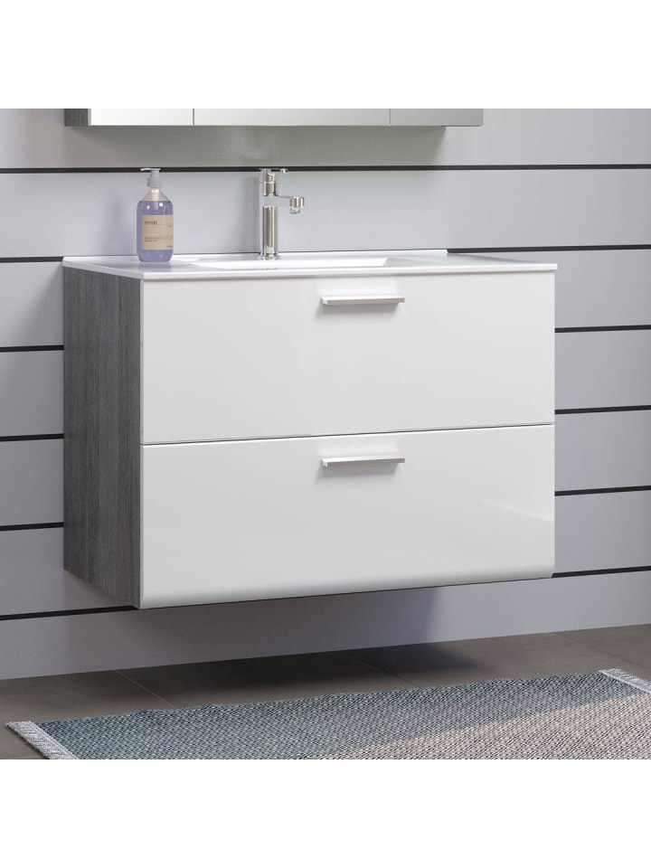 ebuy24 Waschbeckenunterschrank Riva Weiß 82 x 47 cm günstig kaufen onesize
