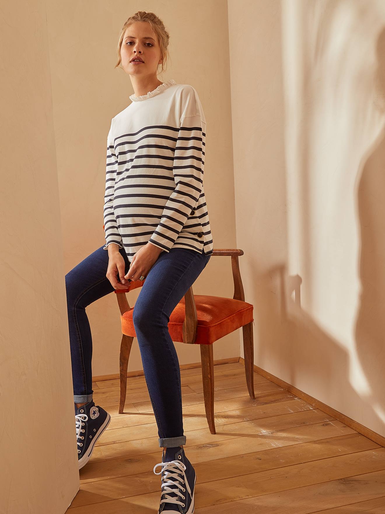Vertbaudet Umstands-Jeans mit Stretch-Einsatz, Skinny-Fit - blue stone