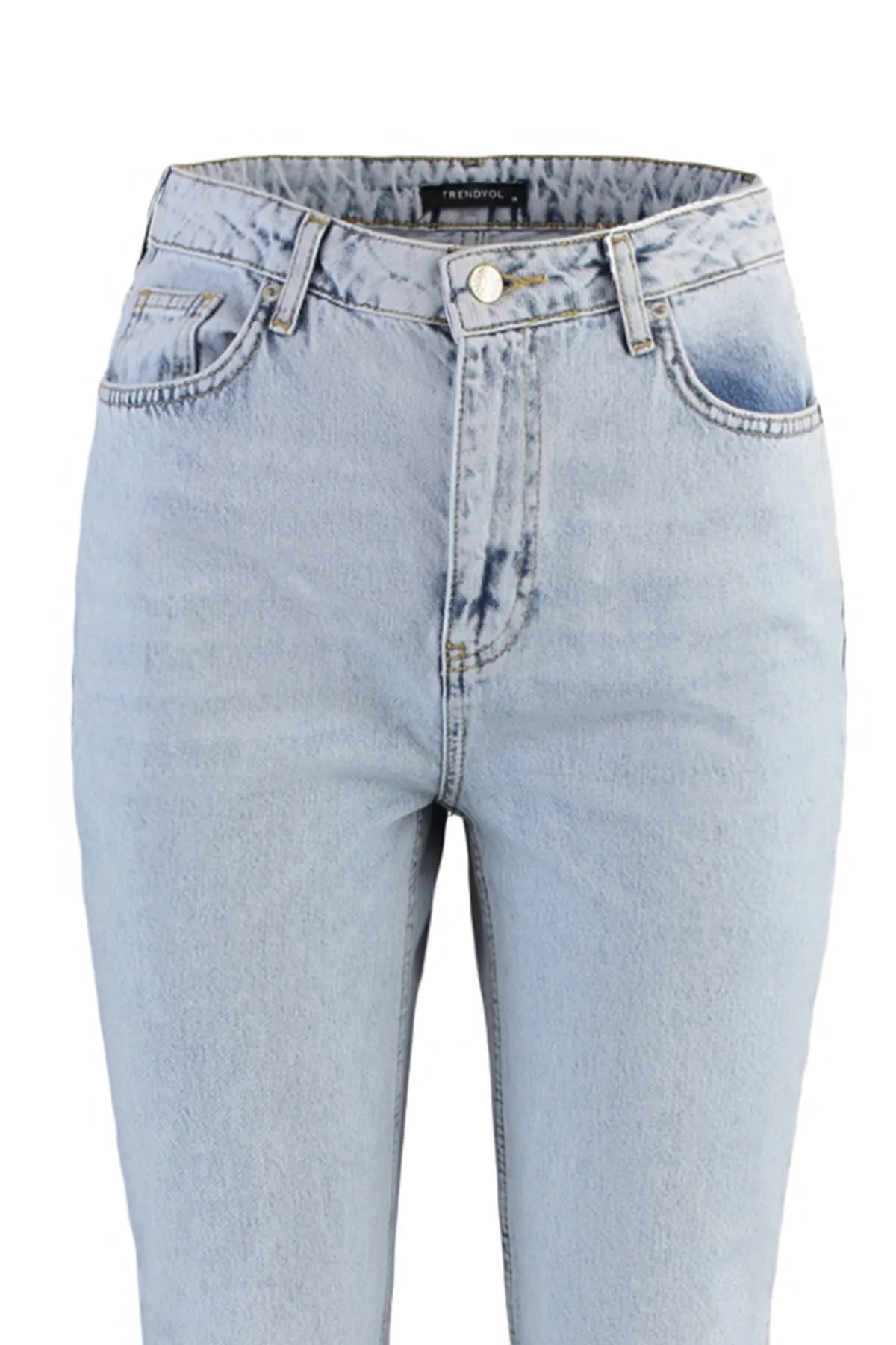 Trendyol Collection  Blaue gerade Jeans mit hoher Taille TWOSS22JE0250