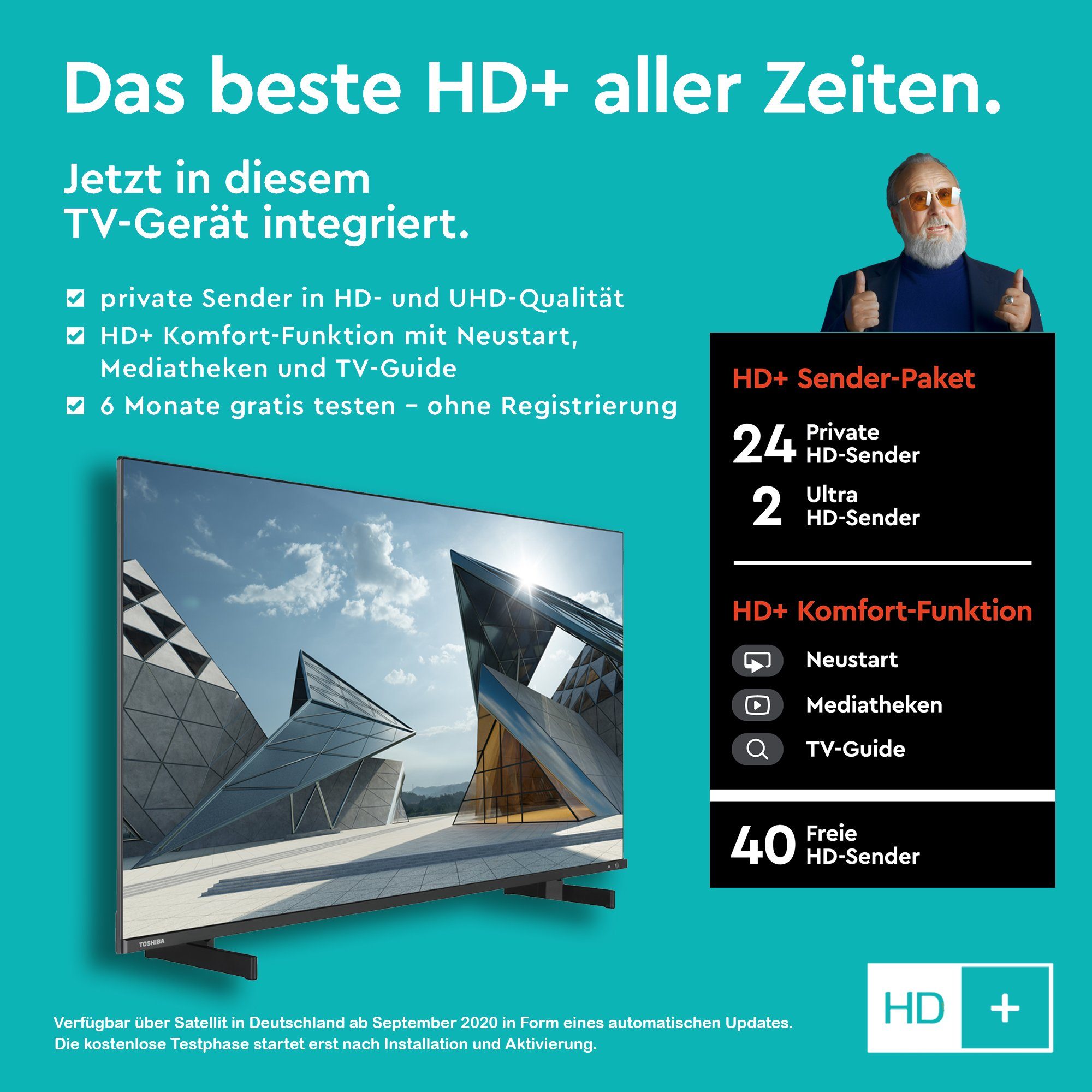 Toshiba 50QL5D63DAY QLED-Fernseher (126 cm/50 Zoll, 4K Ultra HD, Smart TV, HDR Dolby Vision, Triple-Tuner, Sound by Onkyo - Inkl. 6 Monate HD)
