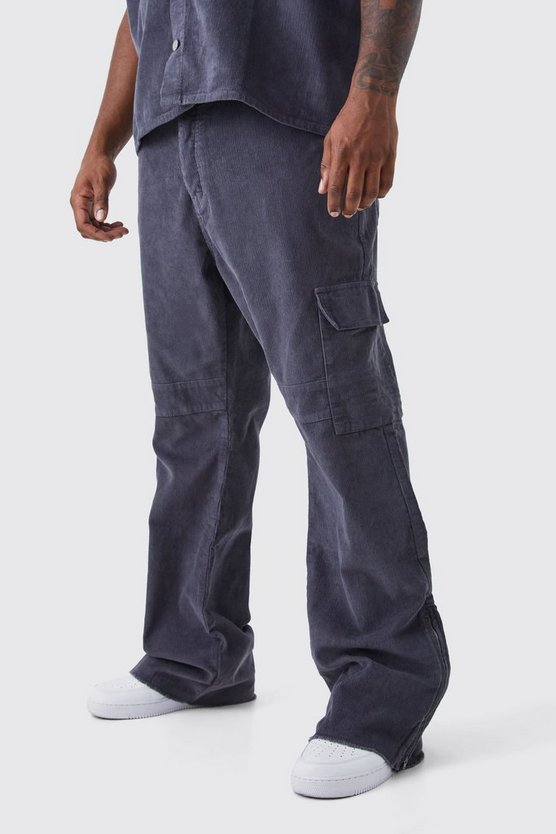 Plus Slim-Fit Cord-Cargohose mit Reißverschluss