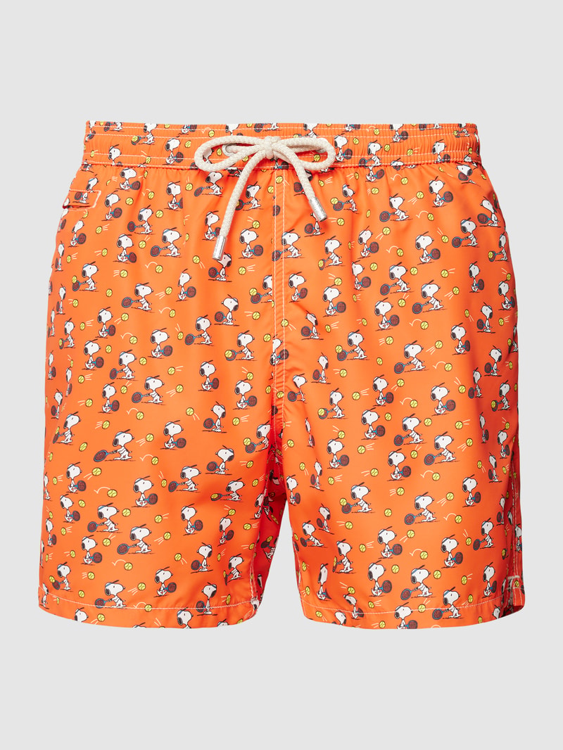 Badehose mit Allover-Print Modell 'LIGHTNING MICRO FANTASY' in dunkel orange