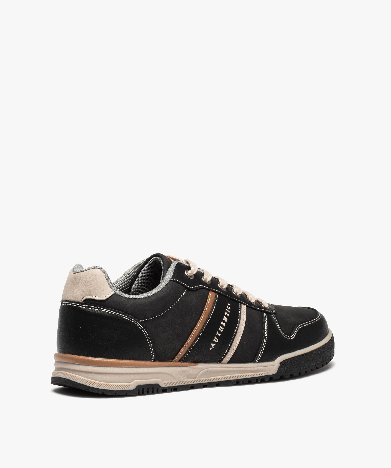 Baskets homme à surpiqres contrastées fermeture lacets noir | GEMO