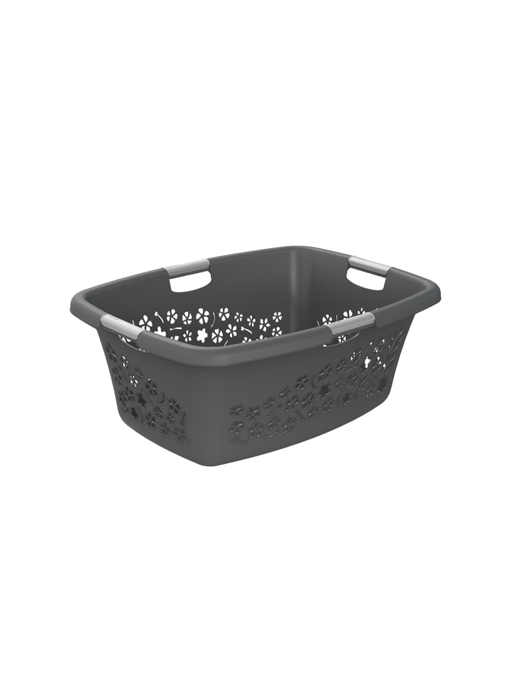 Rotho Flowers Wäschekorb 50l mit 4 Griffen, Kunststoff (PP) in Anthrazit günstig kaufen onesize
