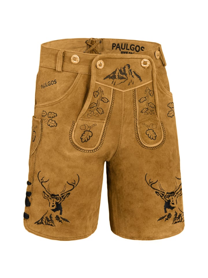 PAULGOS Lederhose Kurz Echtleder HK4 in Hellbraun günstig kaufen