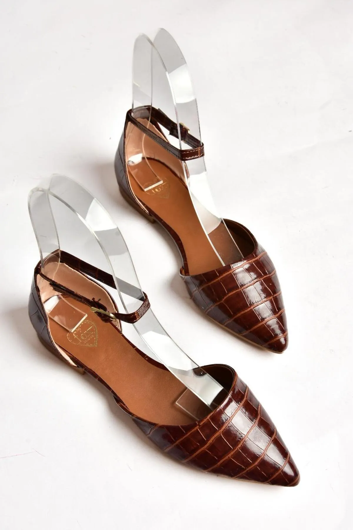 Fox Shoes  S726299611 Hellbraune Ballerinas mit Krokodil-Print für Damen
