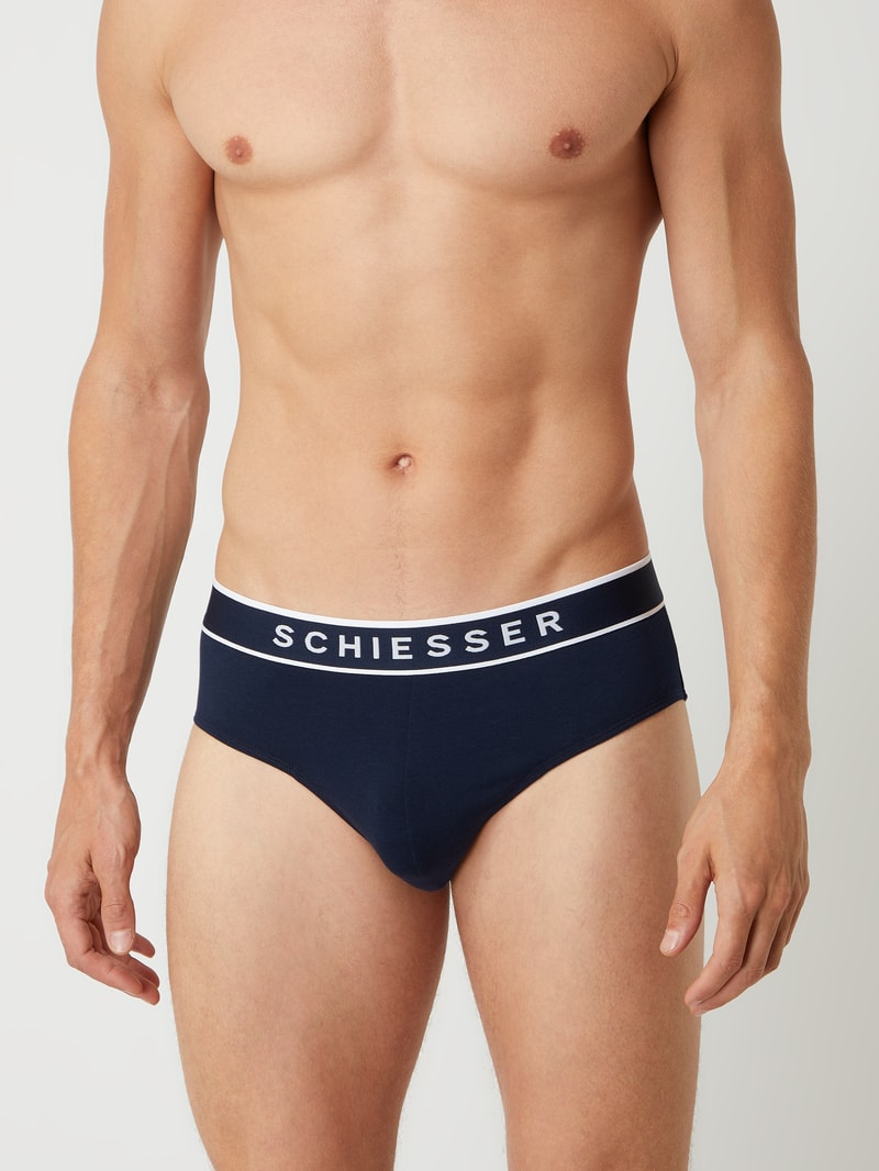 Slip mit Logo-Bund im 3er-Pack in marineblau