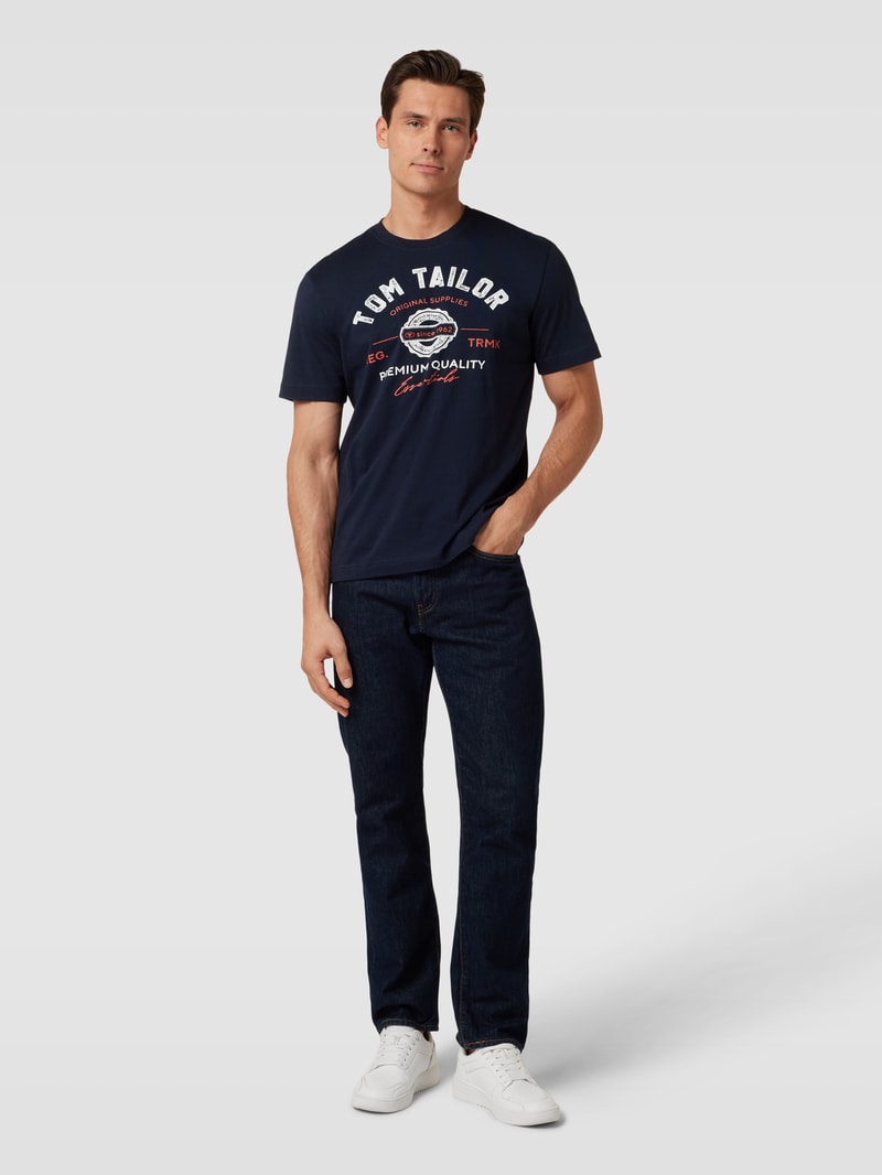 T-Shirt mit Label-Print in marineblau