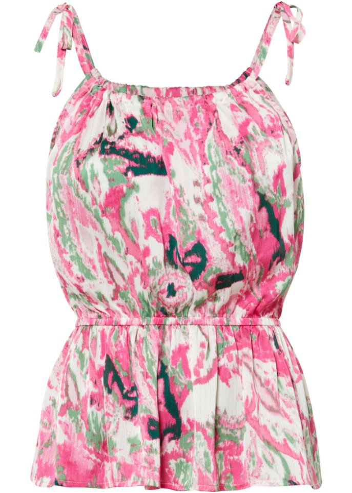 bedrucktes Satin-Blusentop
