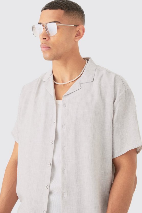 Oversize Hemd in Leinenoptik